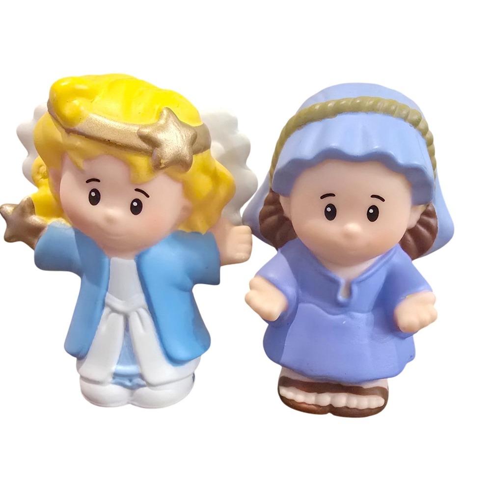 Fisher Price Little People Nativity Mary Angel Gabriel Christmas Figures Lot 2